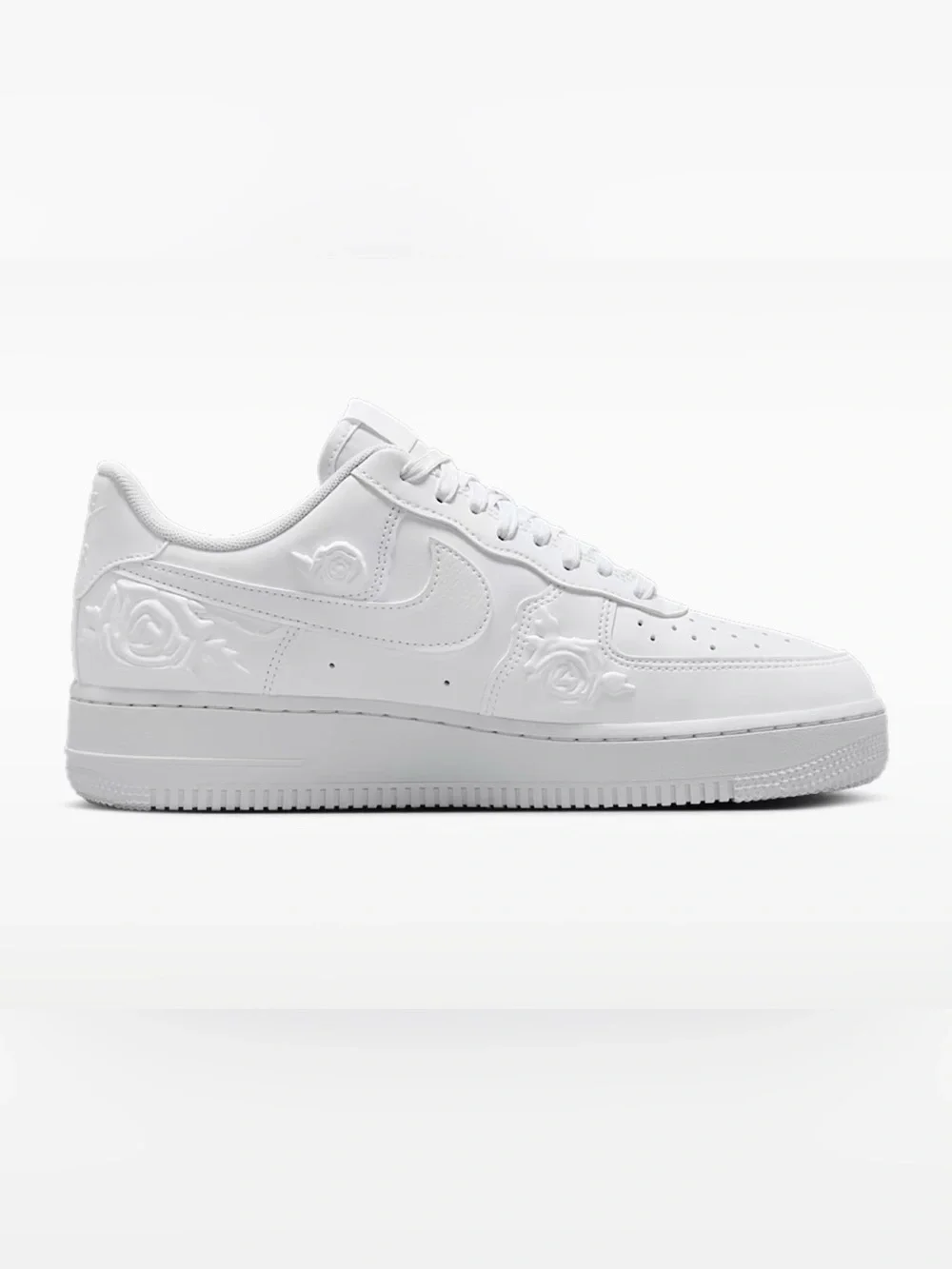 Nike Women’s White Embossed Rose Air Force 1 Sneakers